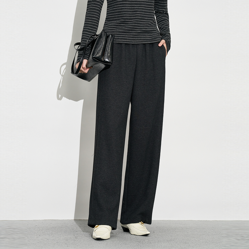 XG/雪歌松紧腰直筒裤女长裤子