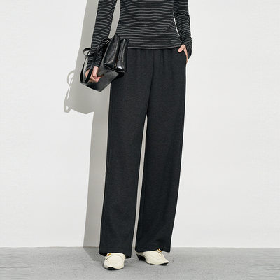 XG/雪歌松紧腰直筒裤女长裤子