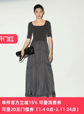 XG/雪歌26春淑女风连衣裙女中袖网纱长裙显瘦气质裙XL104003A183