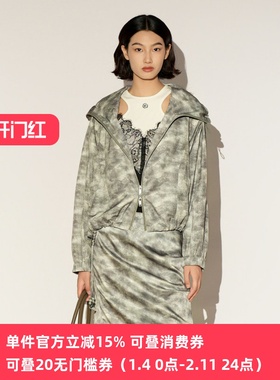 XG/雪歌26春款休闲优雅风短外套女宽松连帽拉链外套XL107001B493