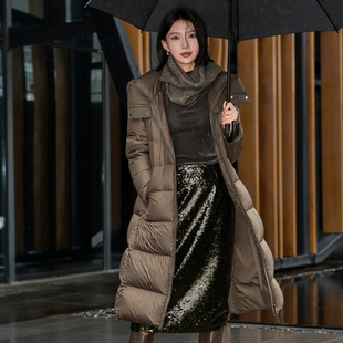 休闲宽松保暖连帽长款 新款 羽绒服XK406010A643 雪歌2025年冬季