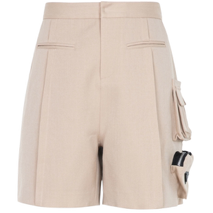 xg雪歌商场同款卡其直筒裤女通勤2024春新款休闲短裤XJ102010A373