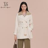 通勤中长外套XK108010A351 雪歌专柜双排扣休闲风衣女25春新款