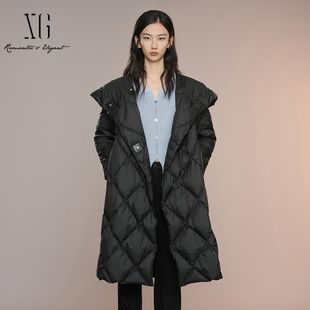 百搭连帽轻薄羽绒服中长款 新款 外套XK306002A690 雪歌25年秋季