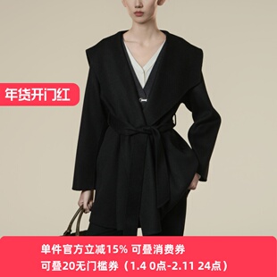 XG/雪歌2025年冬季新款百搭绵羊毛双面呢中长大衣女XK410009A290