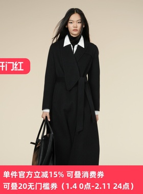 XG/雪歌25年冬季新款百搭翻领双面呢大衣女中长外套XK410020A790