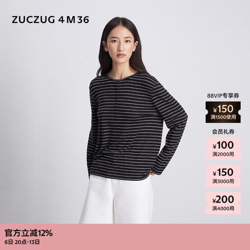 ZUCZUG4M36珠地亨利领长袖T恤