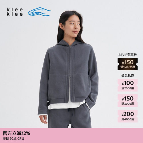 kleeklee羊毛绒感连帽开衫