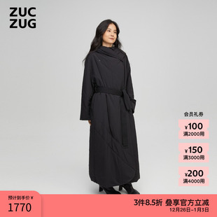 ZUCZUG 女士薄弹尼龙布两面穿带帽浴袍大衣 素然冬季