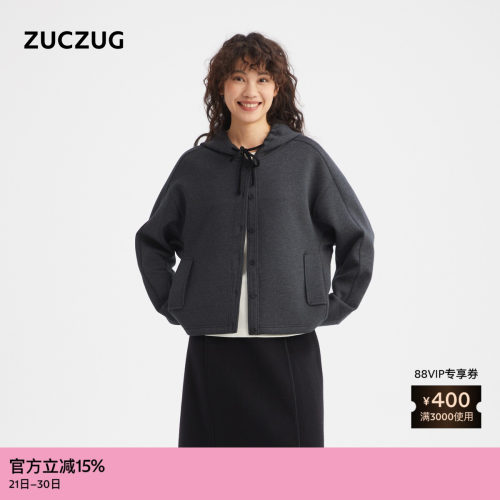 ZUCZUG双面杂色针织布带帽外套
