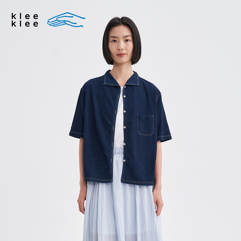 kleeklee竹节针织布衬衫