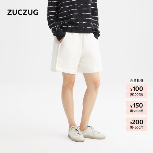 ZUCZUG丝麻泡泡纱短裤