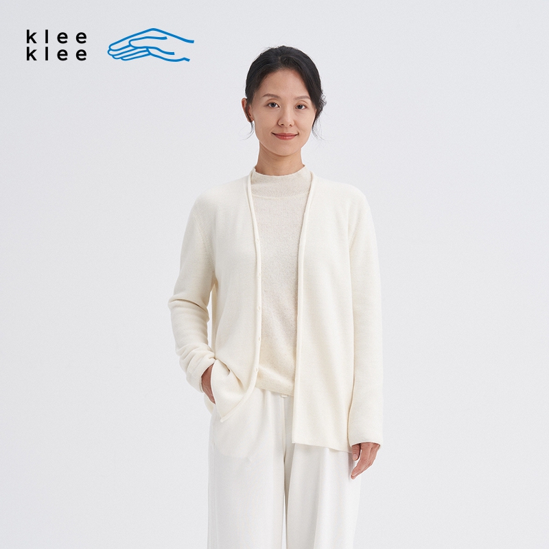 kleeklee原色绒感羊毛开衫