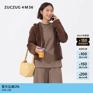 冬女士简约休闲双面摇粒绒连帽外套 4M36 素然 ZUCZUG