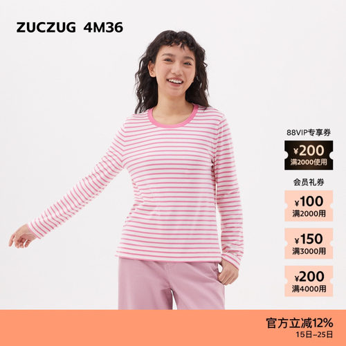 ZUCZUG4M36条纹棉宽松长袖T恤