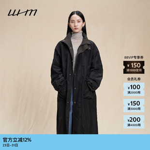 素然 冬女士简约阔系尼龙拼接轻型抓绒立领长外套 WHM