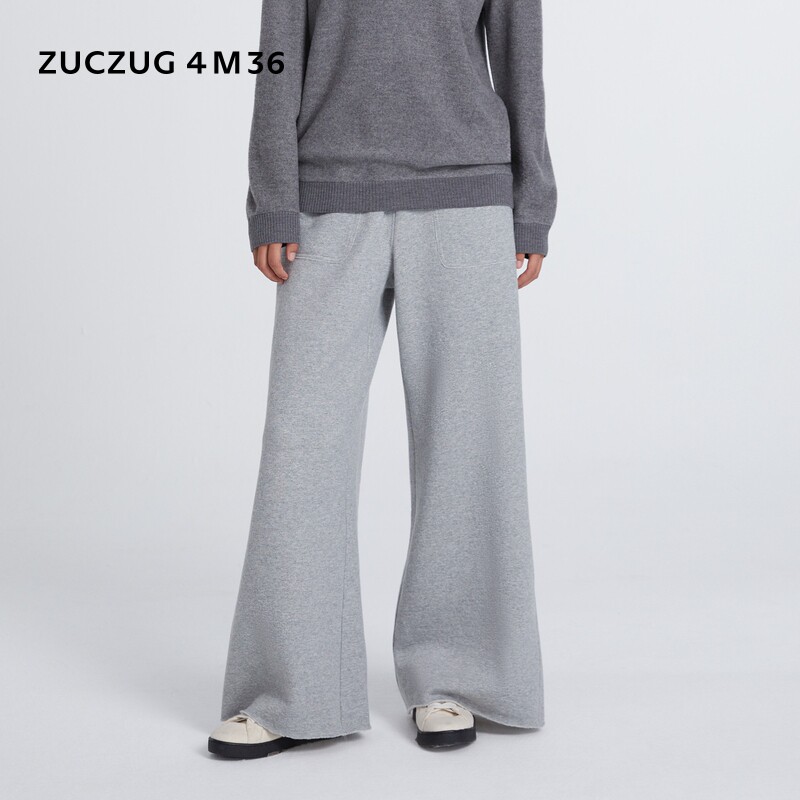 素然ZUCZUG 4M36 冬女士通勤抓绒羊毛针织布全长阔腿裤