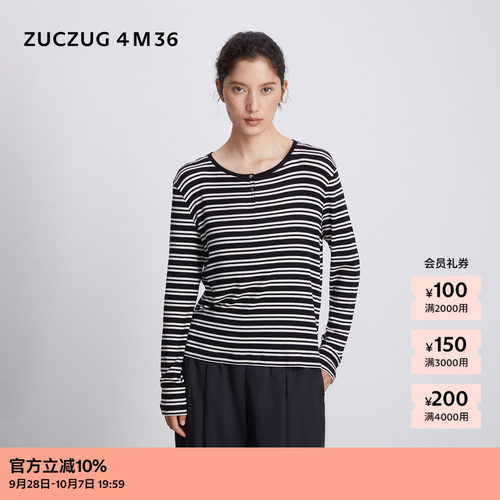 ZUCZUG4M36罗纹半开襟长袖T恤