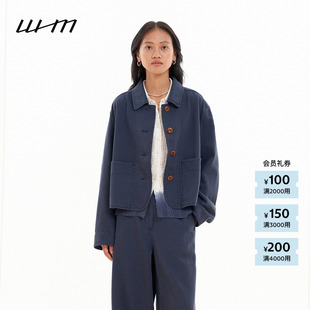 WHM 素然 26春女士简约成衣染平纹牛仔翻领阔系短夹克 新品