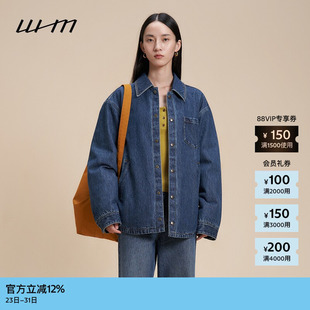 外套 冬女士复古阔系水洗斜纹牛仔夹棉衬衫 素然 WHM