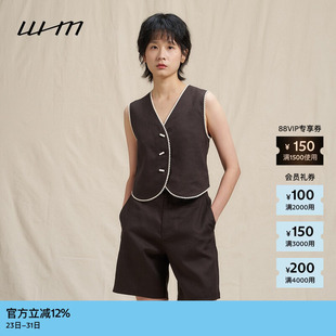 平纹设计感亚麻花边马甲 女士气质时尚 素然WHM 夏季