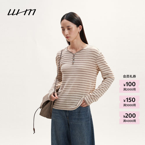 WHM羊毛罗纹半开襟上衣
