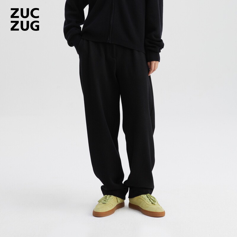 ZUCZUG竖条羊毛针织布休闲锥裤