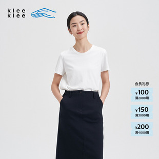 26春女士休闲合身宽松通勤环保棉短袖 klee 素然 T恤 新品