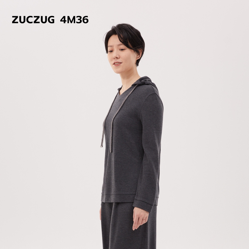 ZUCZUG4M36双面布小V领带帽卫衣