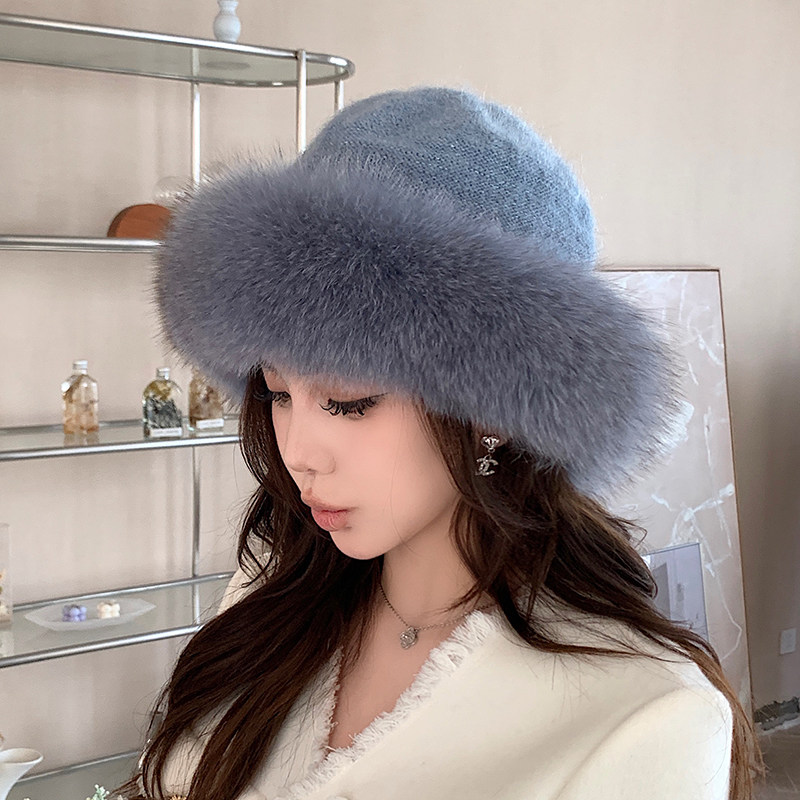女士秋冬渔夫帽显白皮草帽