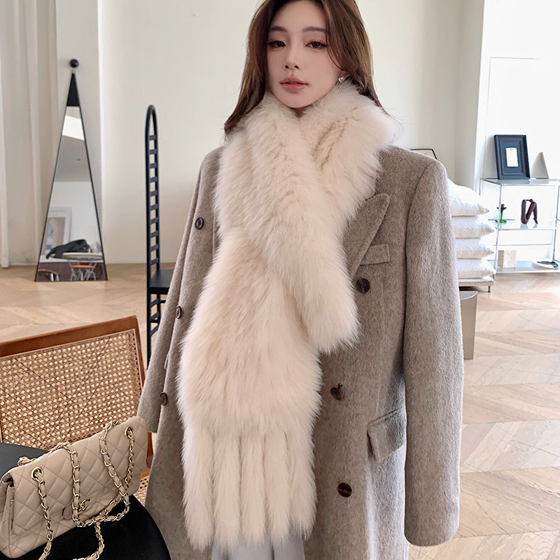 唯美狐狸毛流苏披肩 双面保暖真皮毛长款围巾 皮草坎肩女韩版气质