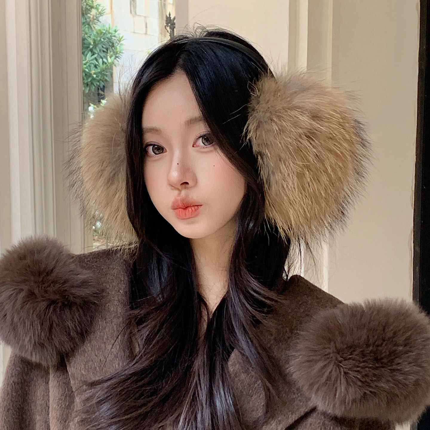 女冬季新款真毛耳罩高级感貉子毛防冻保暖耳包新款防寒暖耳毛绒绒