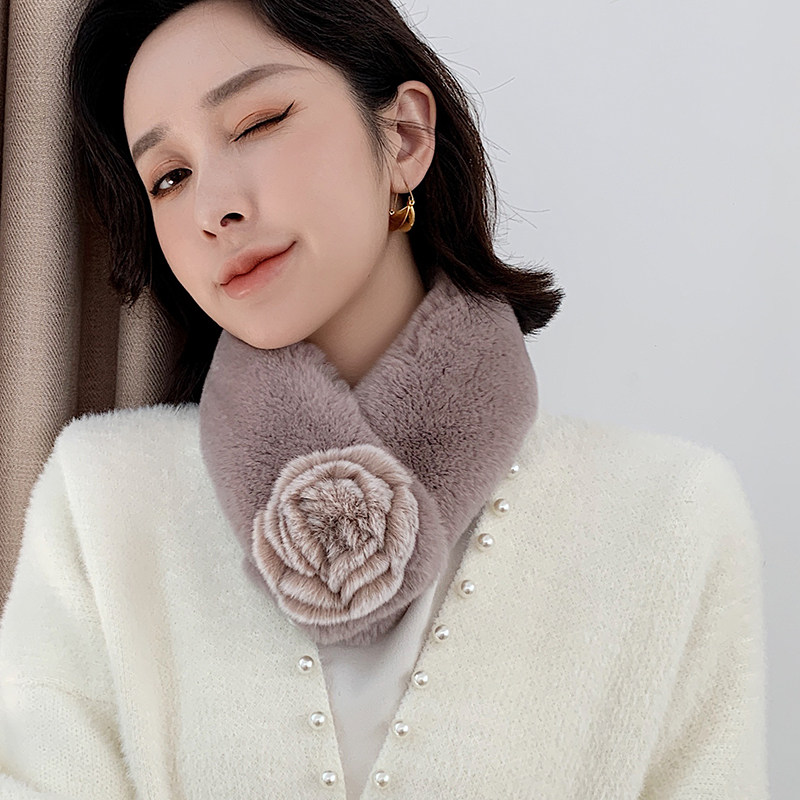 宾雅图 气质花朵短款皮草围巾 双面整皮獭兔毛围脖毛领子女冬季,服饰配件/皮带/帽子/围巾,围巾/丝巾/披肩,淘宝优惠券,粉丝福利购,淘宝优惠卷