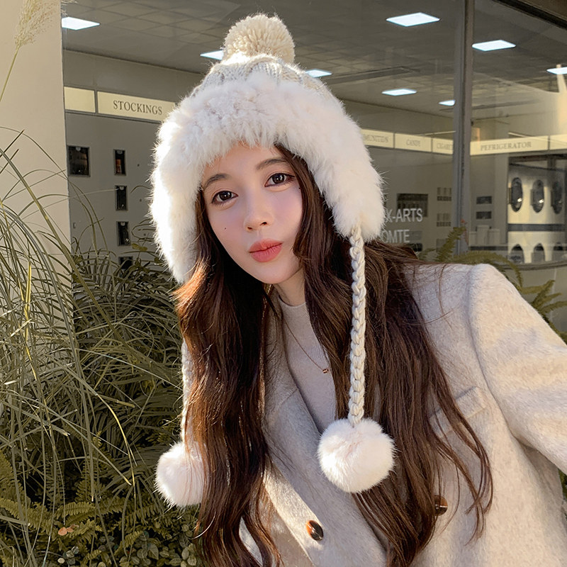 护耳雷锋帽冬季保暖兔毛帽子