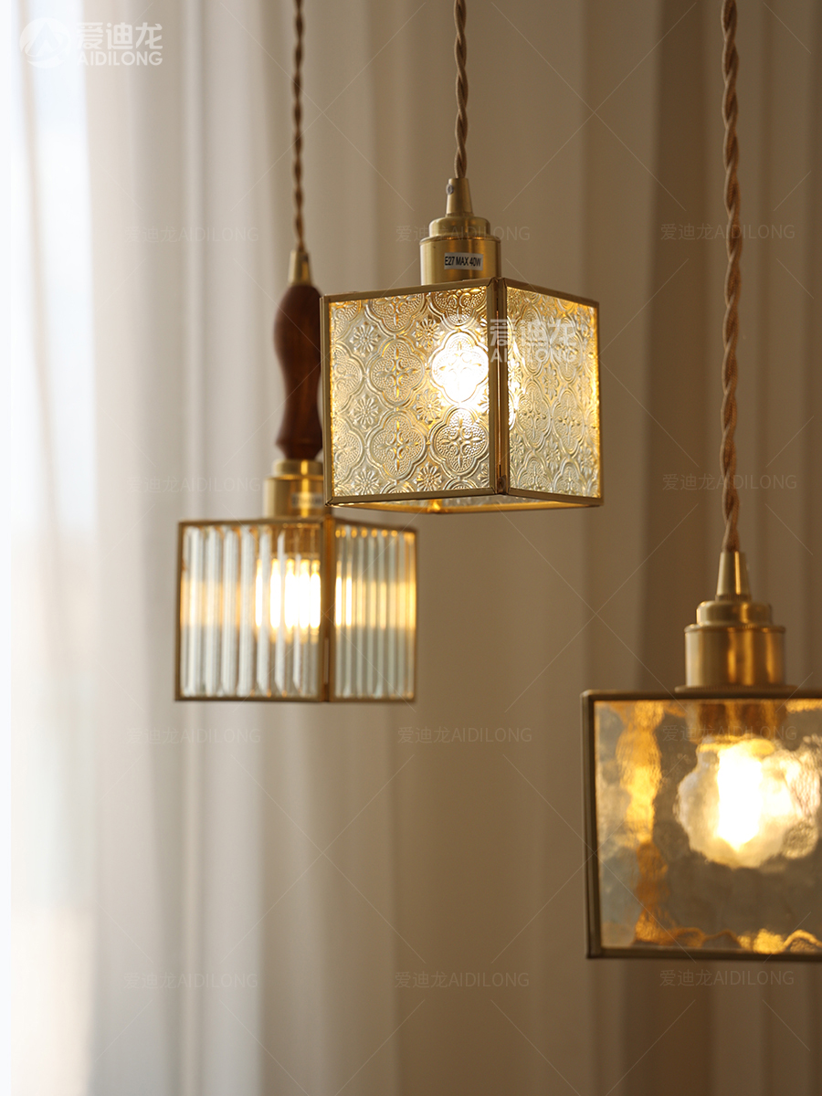 爱迪龙黄铜玻璃日式吊灯