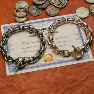 St.Z Studio原创美国古董银币宽版手链摩根银币手工制作