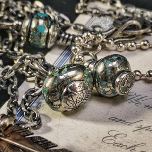 St.Z 连接扣美松伊萨卡银斑松石银币一物一拍 折子手作松石提灯