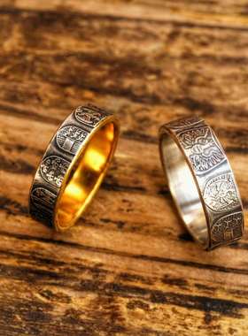 CRAU01-03 STZ工作室奥地利银币改造窄版戒指 镶金定制