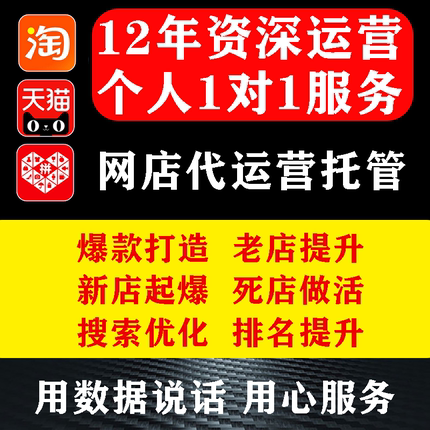 淘宝代运营整店托管新开店铺网店个人直通车推广天猫PDD多多优化