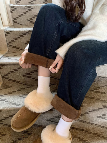 超赞！不显臃肿加绒牛仔裤~