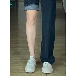 胖妹妹mm高腰宽松显瘦阔腿长裤 适合胯大腿粗直筒牛仔裤 女秋冬大码