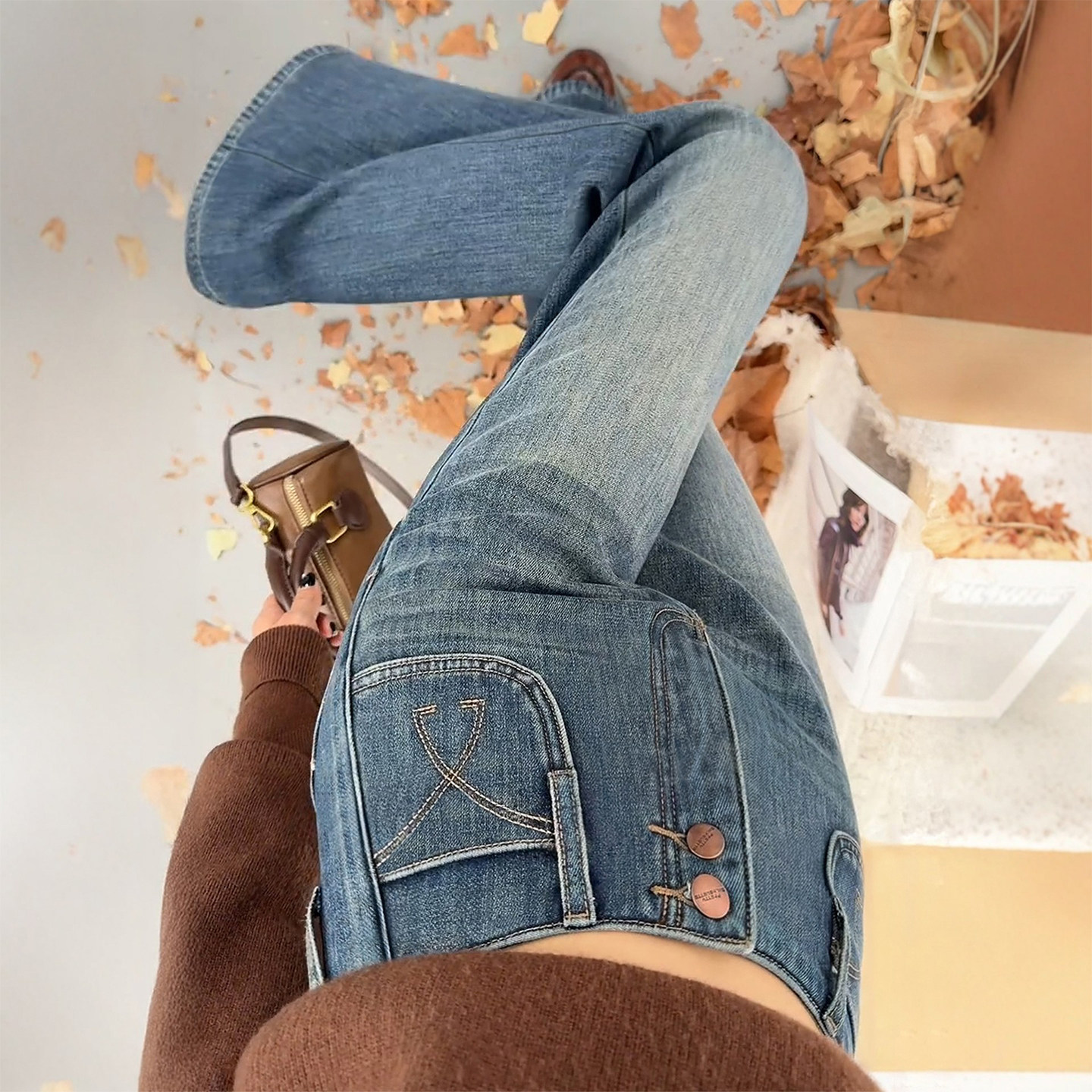 复古蓝微喇牛仔裤女秋冬新款大码胖妹妹mm高腰遮胯显瘦直筒喇叭裤,女装/女士精品,大码裤装,淘宝优惠券,粉丝福利购,淘宝优惠卷