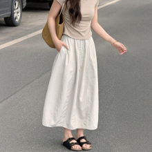 工装半身裙女夏季新款胖妹妹mm梨型身材高腰遮胯显瘦中长款a字裙
