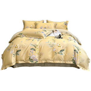 高端床上用品高端全棉四件套可定制长绒棉被套床单床笠款三件套棉