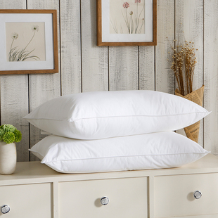 五星级酒店超软水洗羽毛天鹅绒48*74棉对2纤维枕头芯