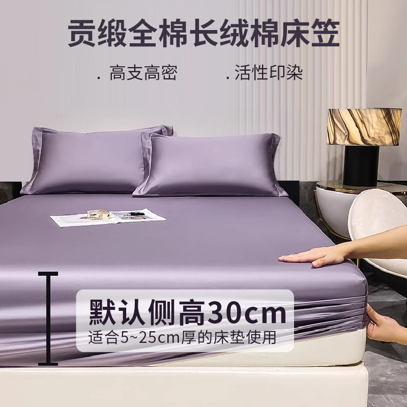A类贡缎长绒棉全棉床笠单件席梦思厚垫防滑床垫套纯棉床罩1.8/2.2,床上用品,床笠,淘宝优惠券,粉丝福利购,淘宝优惠卷