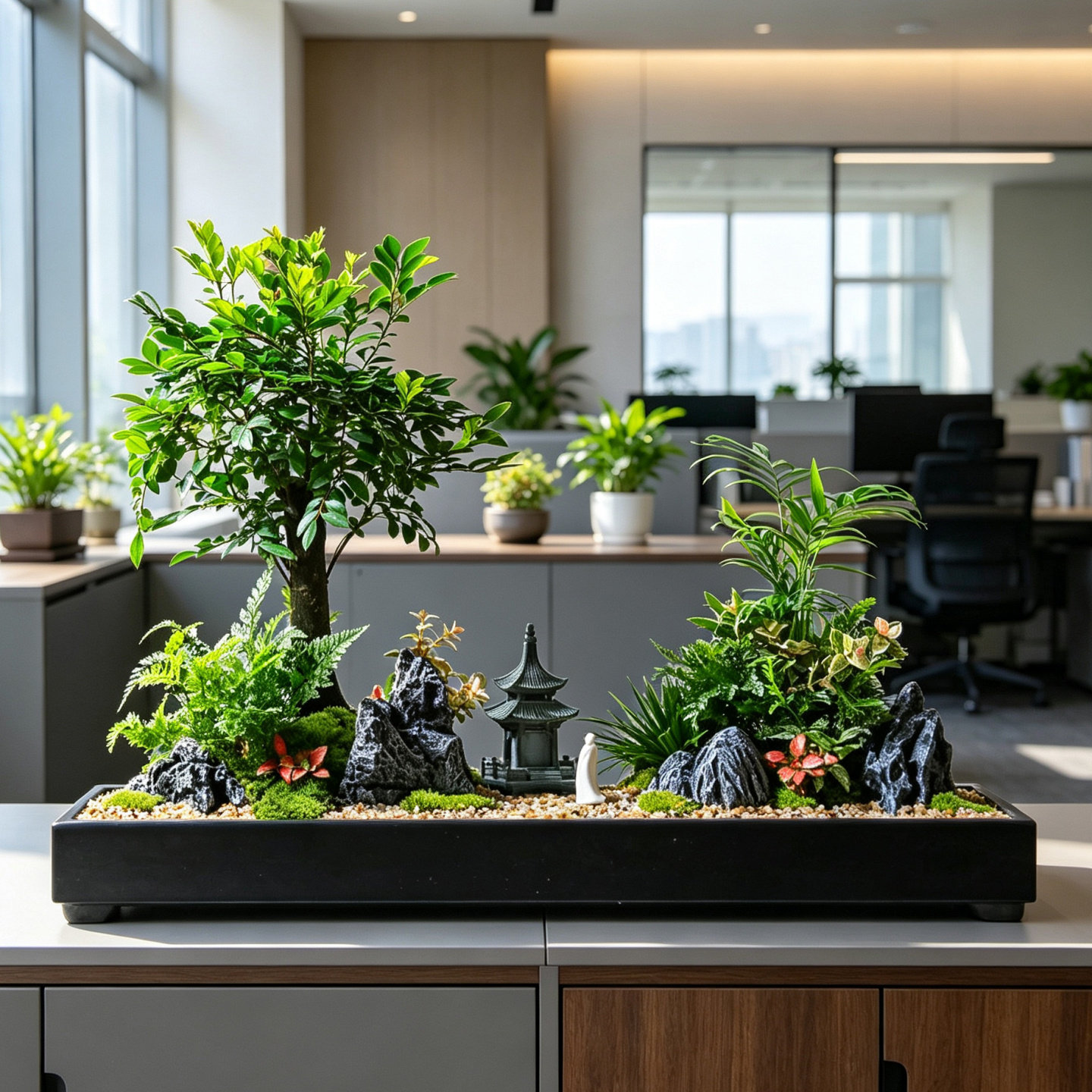 小叶紫檀黑骨茶高档微景观乔迁送礼客厅办公室绿植物盆栽桌面盆景