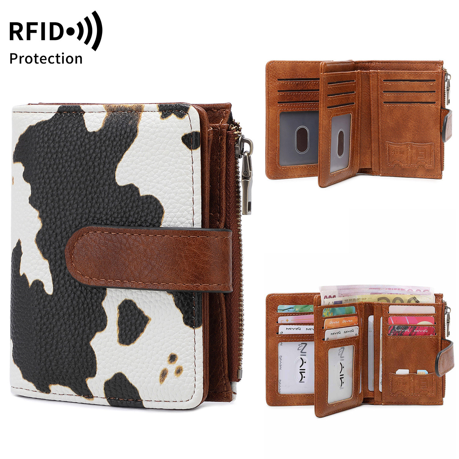 米印新款防盗刷短款钱包时尚复古气质软钱夹多功能三折手拿包,箱包皮具/热销女包/男包,钱包,淘宝优惠券,粉丝福利购,淘宝优惠卷