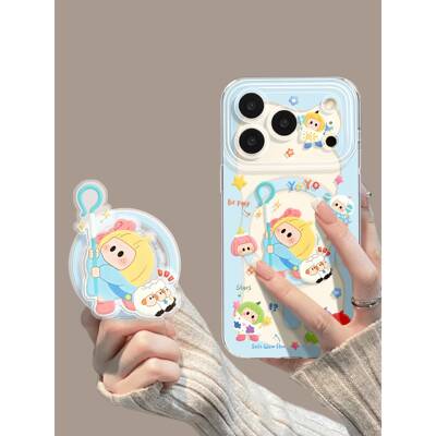 适用苹果17promax手机壳新款iphone17牧羊女yoyo蓝色卡通17pro超可爱磁吸16带支架15多巴胺pro全包透明