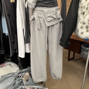 腰封腰包松紧腰抽绳休闲长裤 韩国代购 温暖加绒时尚 2025冬款 女装
